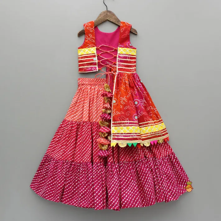 Online Printed Stylish Kurti And Lehenga With Attached Matching Potli And Dupatta Ethnic Wear | Lehengas & Ghagras