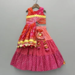 Online Printed Stylish Kurti And Lehenga With Attached Matching Potli And Dupatta Ethnic Wear | Lehengas & Ghagras