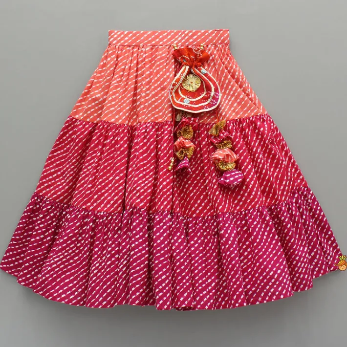 Online Printed Stylish Kurti And Lehenga With Attached Matching Potli And Dupatta Ethnic Wear | Lehengas & Ghagras