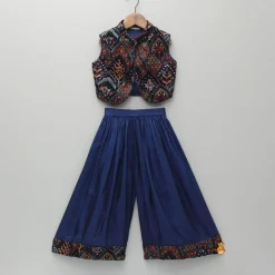 Best Printed Top And Flared Blue Palazzo Ethnic Wear | Palazzos & Shararas