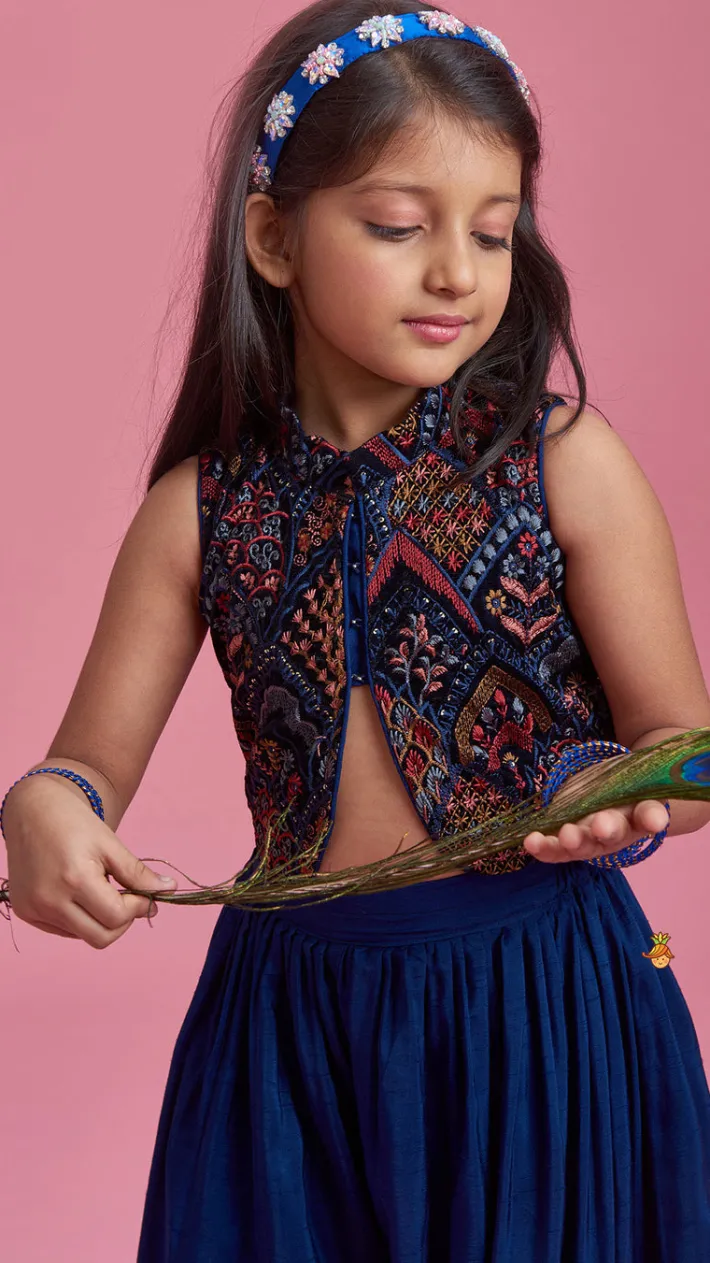 Best Printed Top And Flared Blue Palazzo Ethnic Wear | Palazzos & Shararas