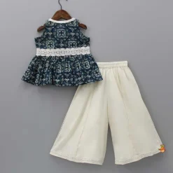 Discount Printed Top And Flared Off White Palazzo Ethnic Wear | Palazzos & Shararas