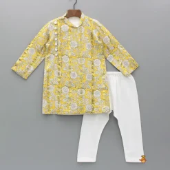Best Printed Yellow Stylish Kurta And Pyjama BOY Twinning Sets | Indian Ethnic Wear