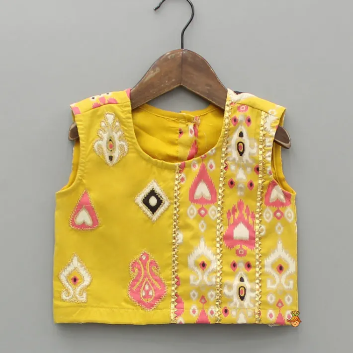 Sale Printed Yellow Top And Pleated Lehenga Ethnic Wear | Lehengas & Ghagras