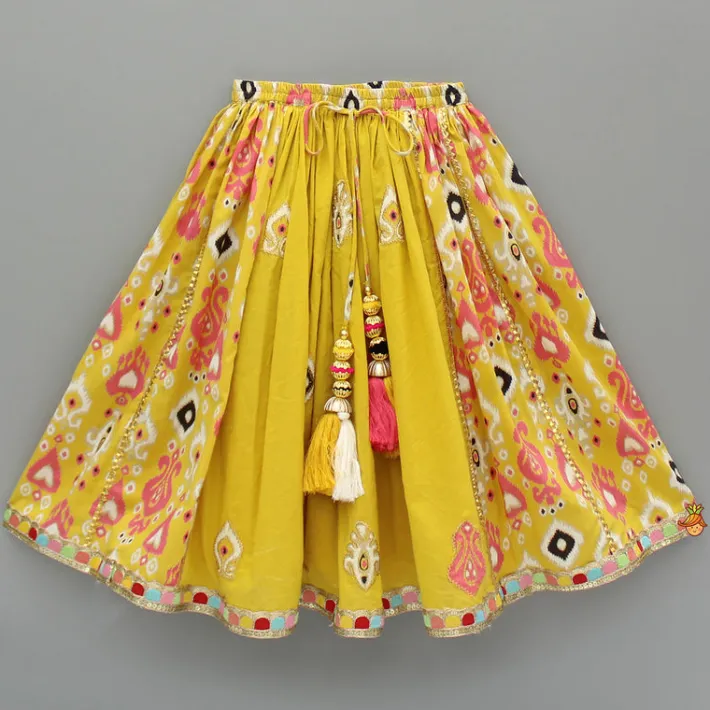 Sale Printed Yellow Top And Pleated Lehenga Ethnic Wear | Lehengas & Ghagras