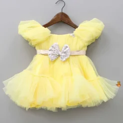Outlet Puff Sleeves And Ruffle Hem Yellow Fancy Dress Dresses & Sets | Dresses