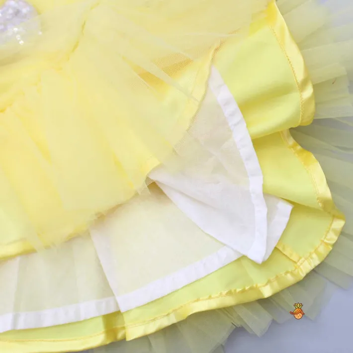 Outlet Puff Sleeves And Ruffle Hem Yellow Fancy Dress Dresses & Sets | Dresses