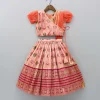 Hot Puff Sleeves Peach Embroidered Drape Top And Pleated Lehenga Ethnic Wear | Lehengas & Ghagras