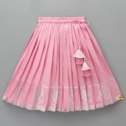 Best Puff Sleeves Pink Top And Pleated Lehenga With Matching Net Dupatta Ethnic Wear | Lehengas & Ghagras