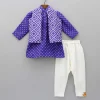 Sale Purple Bandhani Printed Open Jacket And Kurta With Churidar BOY Indian Ethnic Wear | Ethnic Sets