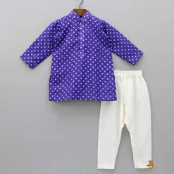 Sale Purple Bandhani Printed Open Jacket And Kurta With Churidar BOY Indian Ethnic Wear | Ethnic Sets