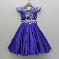 Online Purple Beaded Sequin Embellished Top With Flared Lehenga Ethnic Wear | Lehengas & Ghagras