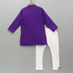 Online Purple Bird Embroidered Kurta And Pyjama BOY Indian Ethnic Wear | Ethnic Sets