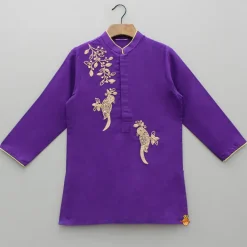 Online Purple Bird Embroidered Kurta And Pyjama BOY Indian Ethnic Wear | Ethnic Sets