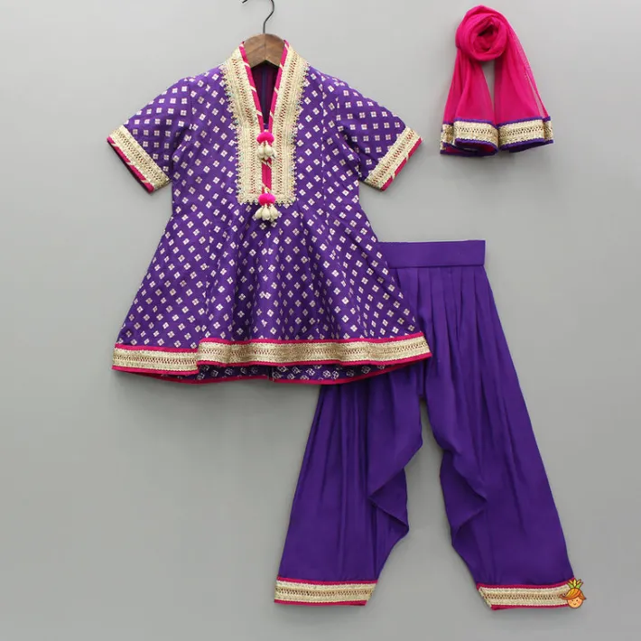 Discount Purple Embellished Kurti And Salwar With Dupatta Ethnic Wear | Churidars & Salwars