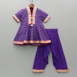 Discount Purple Embellished Kurti And Salwar With Dupatta Ethnic Wear | Churidars & Salwars