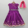 Discount Purple Embroidered Front Overlap Top With Lehenga And Dupatta Ethnic Wear | Lehengas & Ghagras