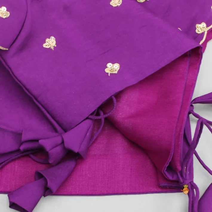 Discount Purple Embroidered Front Overlap Top With Lehenga And Dupatta Ethnic Wear | Lehengas & Ghagras