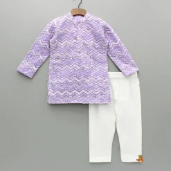 Clearance Purple Embroidered Kurta And Pyjama BOY Indian Ethnic Wear | Ethnic Sets
