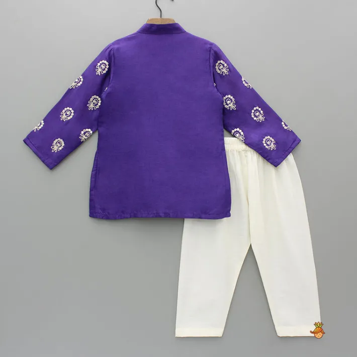 New Purple Embroidered Kurta And Pyjama BOY Indian Ethnic Wear | Ethnic Sets