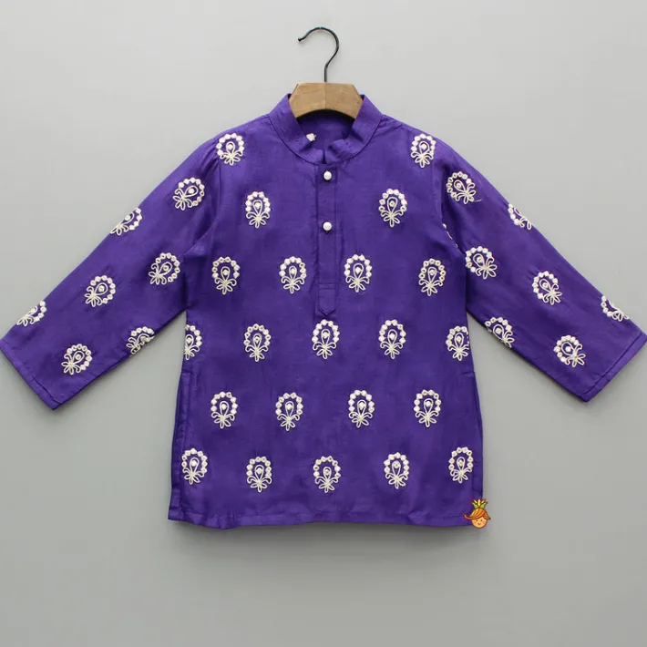 New Purple Embroidered Kurta And Pyjama BOY Indian Ethnic Wear | Ethnic Sets
