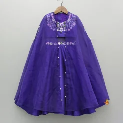 Best Purple Embroidered Top And Lehenga With Long Embellished Cape Ethnic Wear | Lehengas & Ghagras