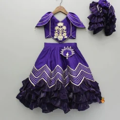 Best Purple Embroidered Top And Lehenga With Attached Pouch And Dupatta Ethnic Wear | Lehengas & Ghagras