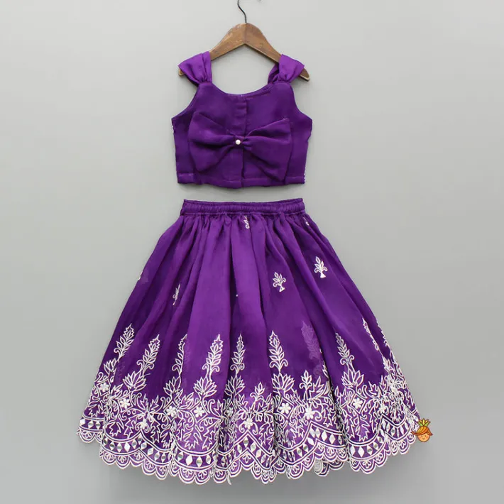 Outlet Purple Embroidered Top And Lehenga Ethnic Wear | Lehengas & Ghagras