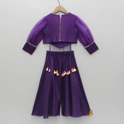 Fashion Purple Embroidered Top And Flared Palazzo Ethnic Wear | Palazzos & Shararas