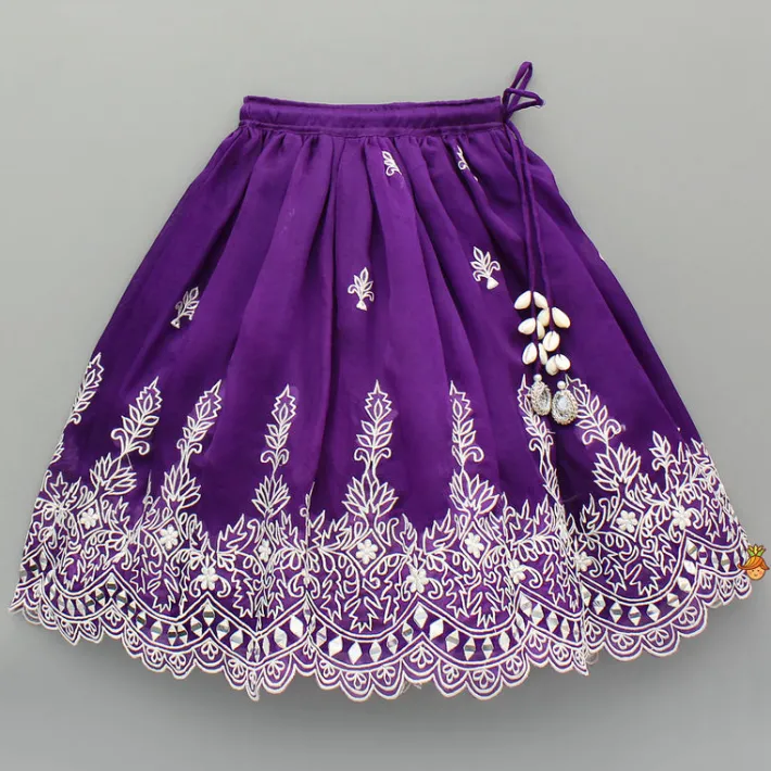 Outlet Purple Embroidered Top And Lehenga Ethnic Wear | Lehengas & Ghagras