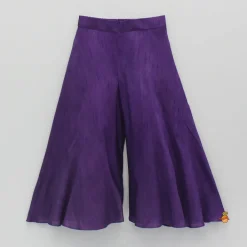 Fashion Purple Embroidered Top And Flared Palazzo Ethnic Wear | Palazzos & Shararas