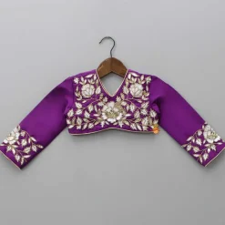 Online Purple Embroidered Top And Lehenga With Matching Net Dupatta Ethnic Wear | Lehengas & Ghagras