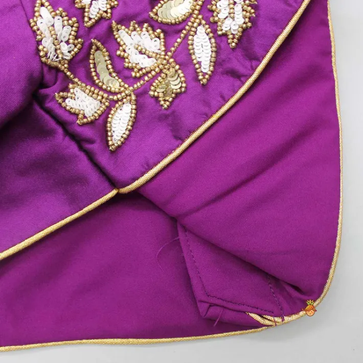 Online Purple Embroidered Top And Lehenga With Matching Net Dupatta Ethnic Wear | Lehengas & Ghagras