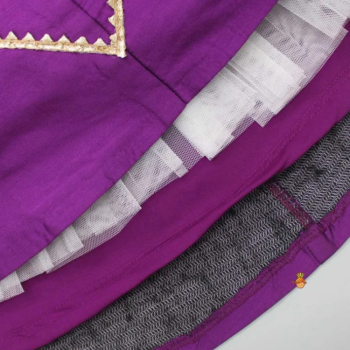 Online Purple Embroidered Top And Lehenga With Matching Net Dupatta Ethnic Wear | Lehengas & Ghagras