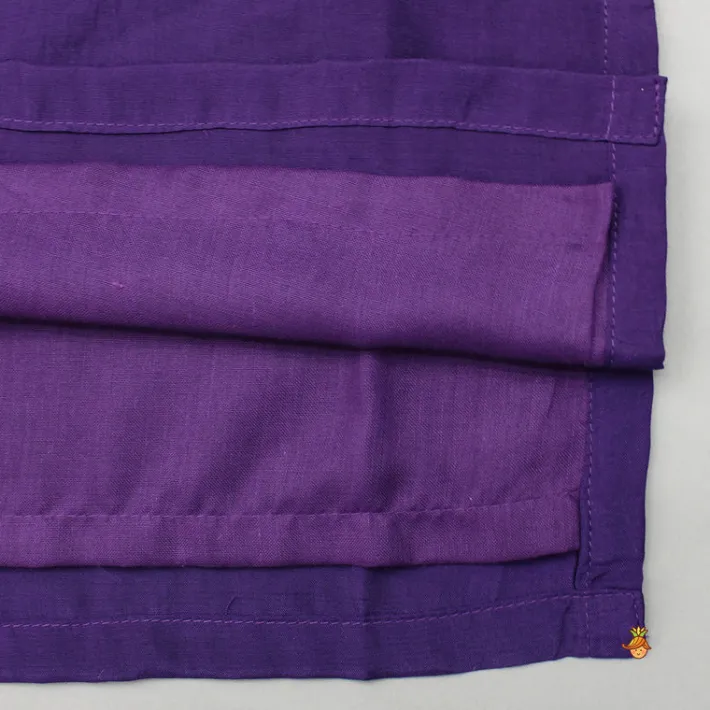 Outlet Purple Faux Mirror Work Kurta With Pyjama BOY Twinning Sets | Indian Ethnic Wear