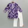 Online Purple Floral Printed Embroidered Kurta With Pyjama BOY Indian Ethnic Wear | Ethnic Sets