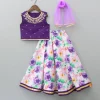 Hot Purple Gota Lace Embroidered Top With Floral Printed Lehenga And Dupatta Ethnic Wear | Lehengas & Ghagras