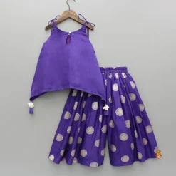 New Purple Gota Work Embroidered Stylish Flared Top With Palazzo Ethnic Wear | Palazzos & Shararas