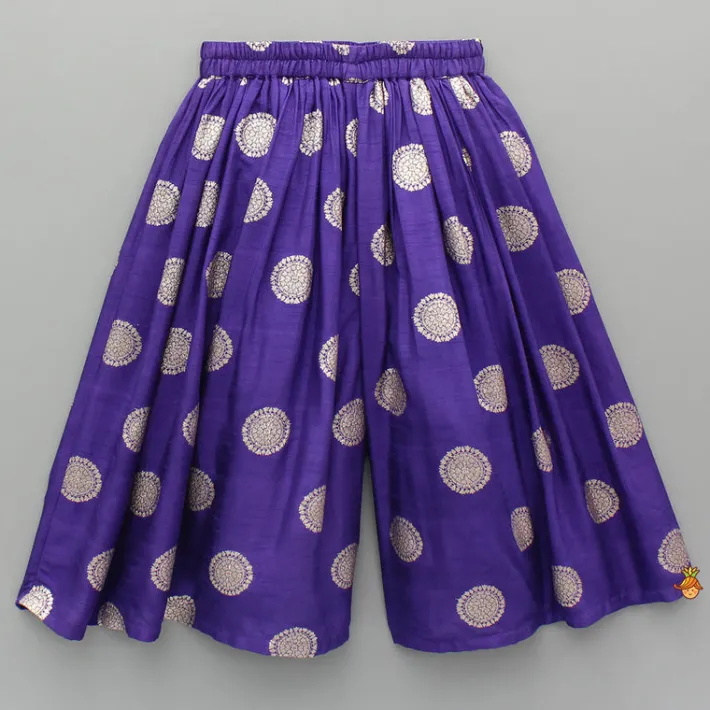 New Purple Gota Work Embroidered Stylish Flared Top With Palazzo Ethnic Wear | Palazzos & Shararas