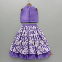 Discount Purple Halter Neck Top And Thread Embroidered Lehenga Ethnic Wear | Lehengas & Ghagras