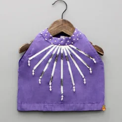 Discount Purple Halter Neck Top And Thread Embroidered Lehenga Ethnic Wear | Lehengas & Ghagras