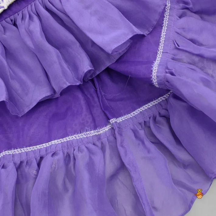 Discount Purple Halter Neck Top And Thread Embroidered Lehenga Ethnic Wear | Lehengas & Ghagras