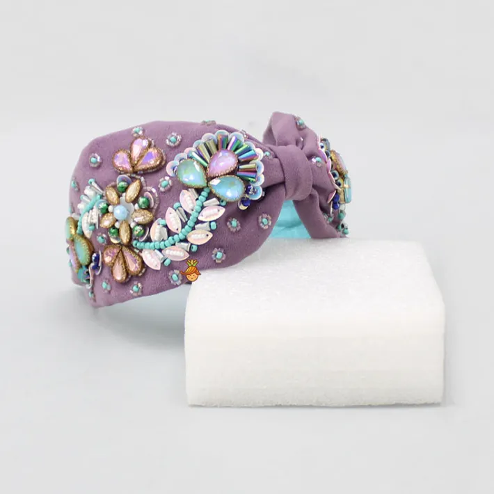 New Purple Hand Embroidered Hair Band Hair Accessories | Hair Bands