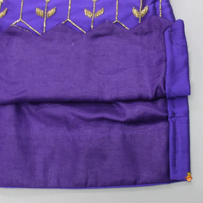 Sale Purple Hand Embroidered Kurti With Sharara And Net Dupatta Ethnic Wear | Palazzos & Shararas