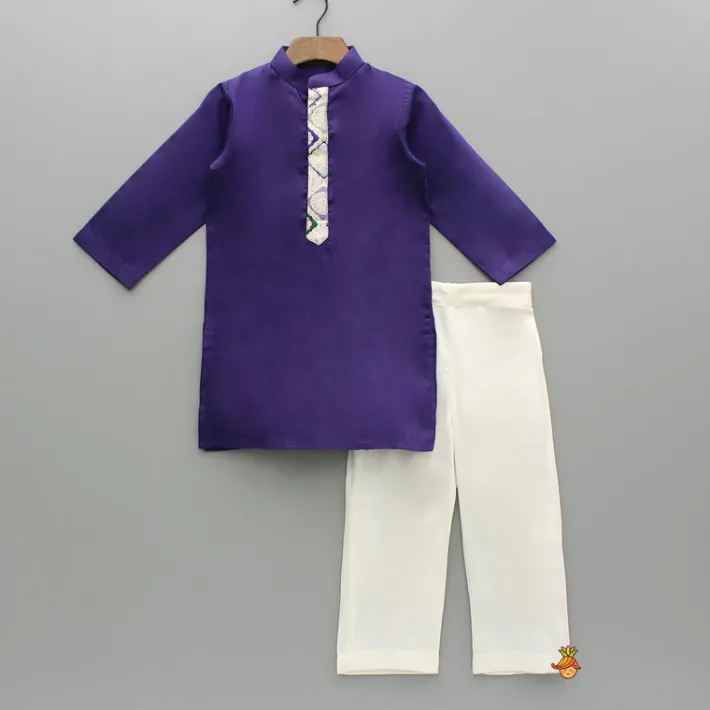 Fashion Purple Kurta And Brocade Jacket With Pant BOY Indian Ethnic Wear | Ethnic Sets