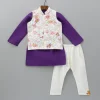 Clearance Purple Kurta And Floral Printed Jacket With Pyjama BOY Twinning Sets | Indian Ethnic Wear