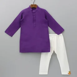 Clearance Purple Kurta And Floral Printed Jacket With Pyjama BOY Twinning Sets | Indian Ethnic Wear