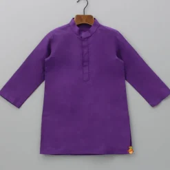 Clearance Purple Kurta And Floral Printed Jacket With Pyjama BOY Twinning Sets | Indian Ethnic Wear