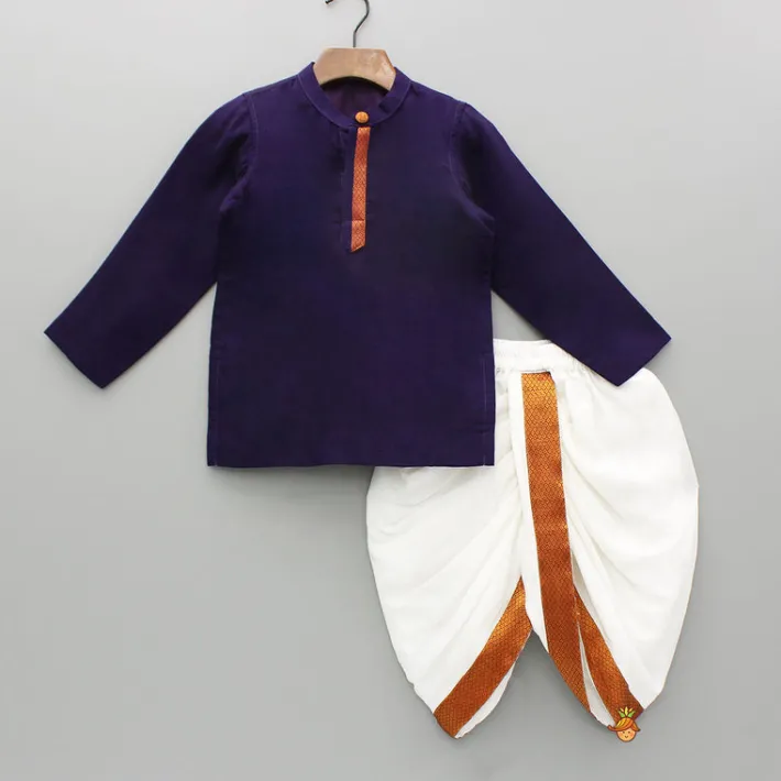 Hot Purple Kurta And White Dhoti BOY Twinning Sets | Indian Ethnic Wear