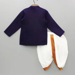 Hot Purple Kurta And White Dhoti BOY Twinning Sets | Indian Ethnic Wear